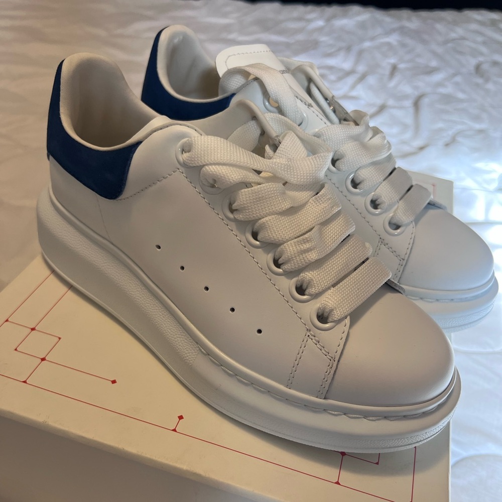Alexander McQueen White and Blue Sneakers